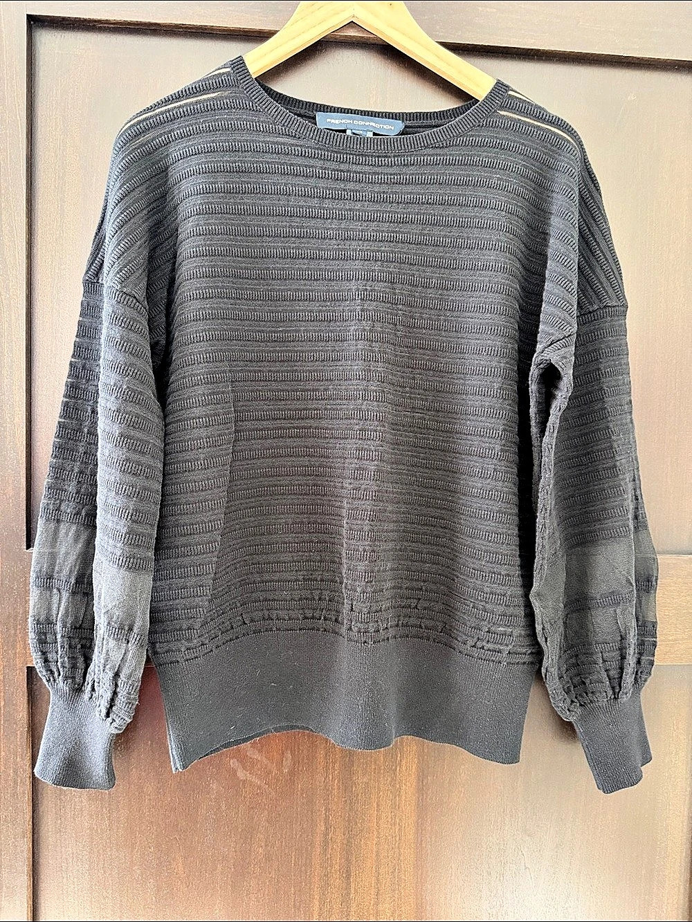 French Connection sheer Knit Sweater in black Size XS